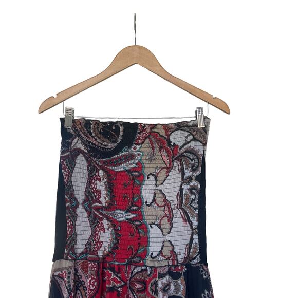 Alberto Makali Vintage Strapless High-Low Ruffle Bottom Print Dress Size Small - Picture 2 of 8